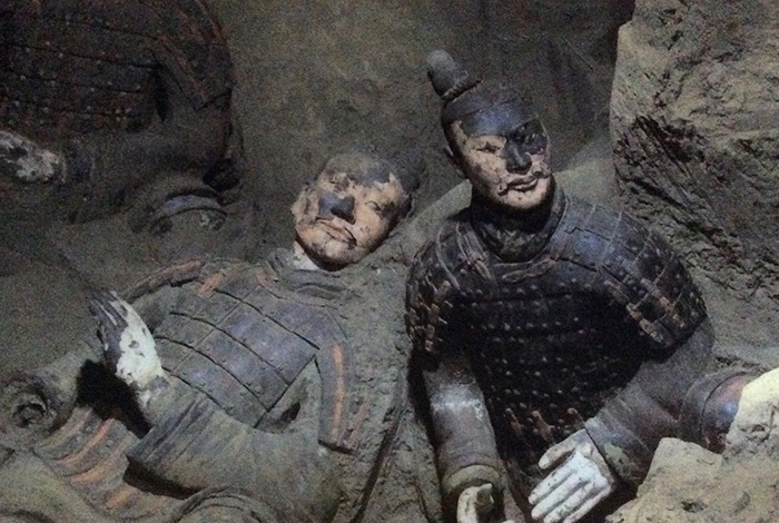 Ancient 2000-year-old statues damaged inside an 18-foot deep pit after a tourist jumped in causing destruction. Ancient 2000-year-old statues damaged inside an 18-foot deep pit after a tourist jumped in causing destruction.