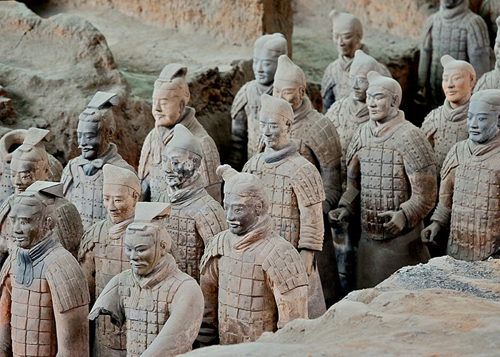 Terracotta warrior statues from 2000-year-old site showing damage after tourist jumped into 18-foot pit. Terracotta warrior statues from 2000-year-old site showing damage after tourist jumped into 18-foot pit.