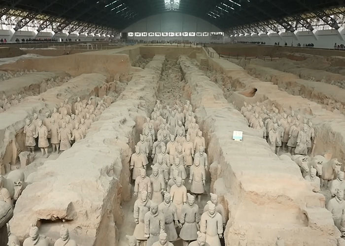 Ancient 2000-year-old statues at archaeological site damaged after tourist jumped into 18-foot pit inside museum. Ancient 2000-year-old statues at archaeological site damaged after tourist jumped into 18-foot pit inside museum.
