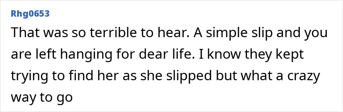 Screenshot of a social media comment reacting to a tourist abandoned in an active volcano, sharing sympathy and concern.