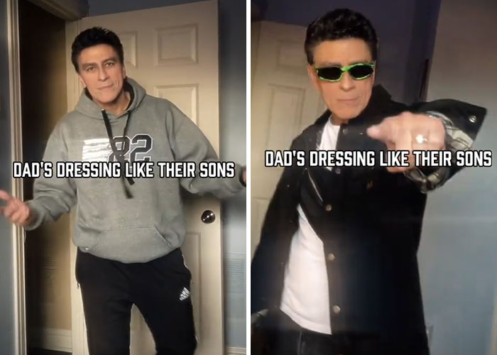 Man showcasing dad makeover transformation, wearing casual and stylish outfits, highlighting dad makeovers and fashion trends.