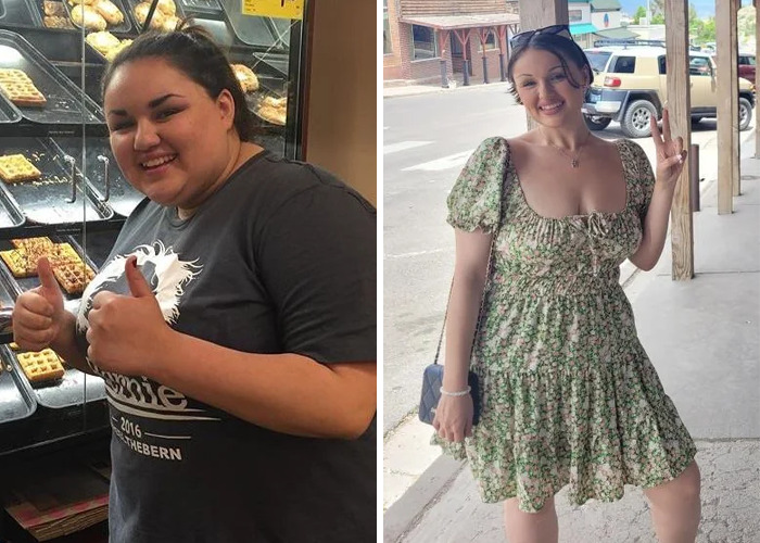 Before and after photos of an inspiring glow-up showing transformation of an ugly duckling into confidence and style.
