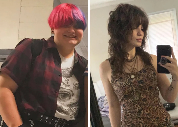 Before and after photos showing inspiring ugly ducklings glow-ups with noticeable style and confidence transformations.