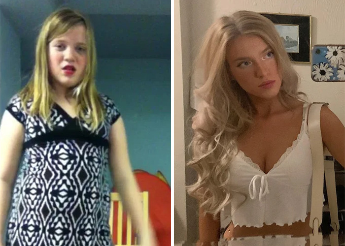 Before and after photos showing inspiring ugly ducklings glow-ups with a dramatic transformation and confident style.