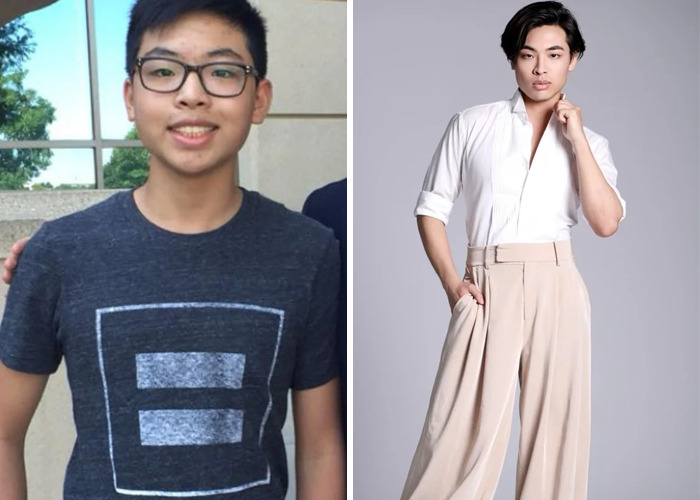 Before and after inspiring glow-up of a young man, showcasing a remarkable ugly ducklings transformation.