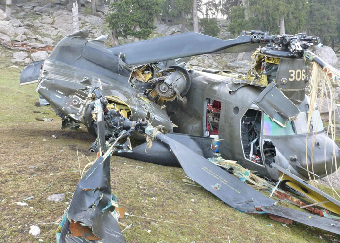 Wreckage of a crashed helicopter showing damage, linked to people sharing their most unbelievable experiences.