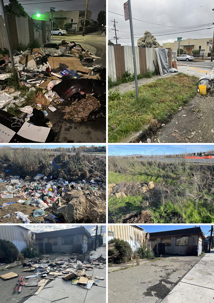 Área urbana con basura acumulada y la misma zona limpia tras transformaciones increíbles en lugares y espacios naturales.