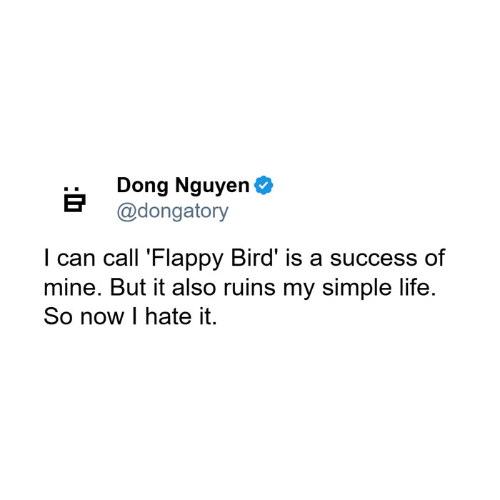 Tweet from Flappy Bird creator Dong Nguyen about the game&rsquo;s impact, relating to why Flappy Bird got banned.