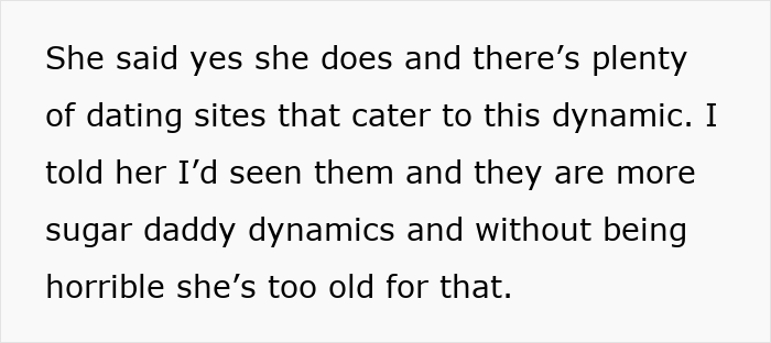 Text excerpt discussing dating sites and dynamics related to tradwife lifestyle and husband&rsquo;s perspective on it.