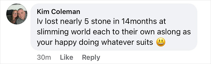 Comment by Kim Coleman sharing weight loss experience related to Mounjaro, discussing side effects and personal journey.