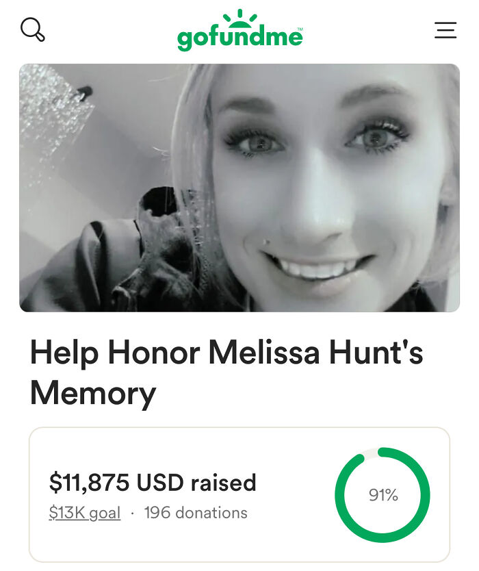 Smiling woman with portion of jaw missing in black and white image on GoFundMe page honoring caring mother.