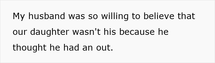 Text excerpt about a husband doubting paternity and accusing wife of cheating due to their daughter's dark skin. - 43