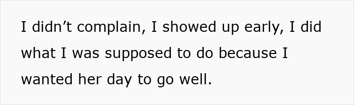 Text on a white background reading I didn’t complain, I showed up early, I did what I was supposed to do for a body positive event. Text on a white background reading I didn’t complain, I showed up early, I did what I was supposed to do for a body positive event.