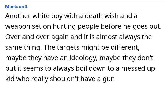 Screenshot of an online comment discussing a teen sniper&rsquo;s violent intentions before shooting firefighters in Idaho.