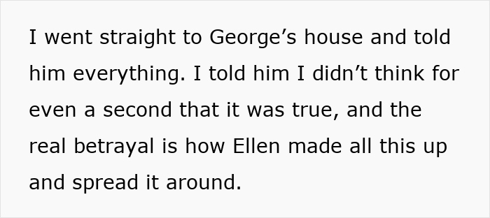 Text excerpt discussing how a best friend sabotaged the relationship by spreading false betrayal rumors.