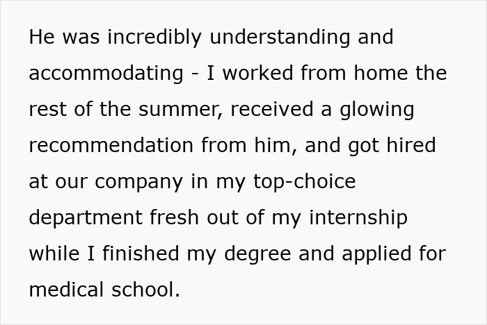 Text excerpt about work experience and recommendation, relevant to best friend sabotage relationship bf discussions.