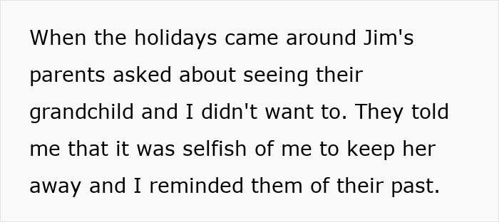 Text on a white background about family conflict when grandparents ask to see their grandchild during the holidays. - 46