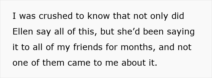 Text about feeling crushed discovering a best friend&rsquo;s sabotage in a relationship with boyfriend revealed to others.
