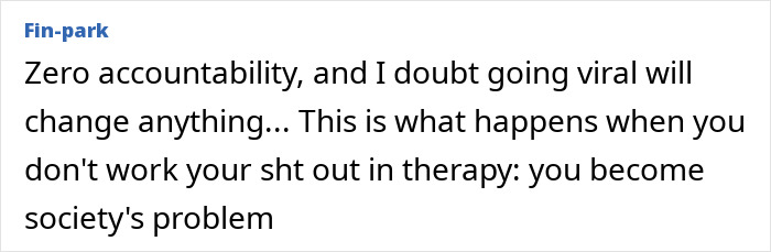 Text message screenshot showing a user discussing accountability and therapy related to a viral incident.