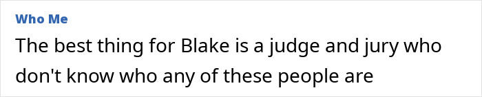 Text excerpt about Blake Lively in court with a judge unfamiliar with her, discussing a reality check scenario. - 18