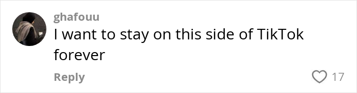 User comment on TikTok about staying on one side, illustrating weird habits that might improve mental and physical health discussion.