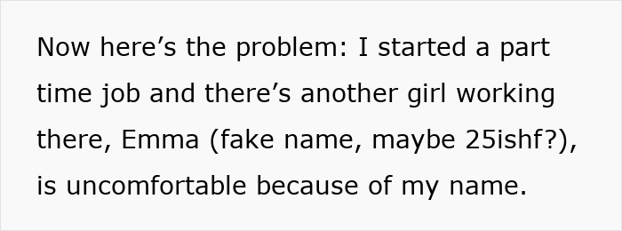 Text excerpt from a story about a Korean woman facing borderline racism related to her name at work. Text excerpt from a story about a Korean woman facing borderline racism related to her name at work.