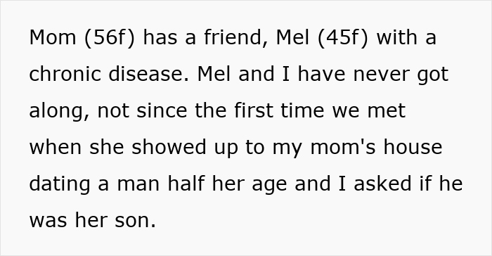 Text post describing conflict where woman refuses to be organ donor for mom's obnoxious bestie with chronic disease. - 4