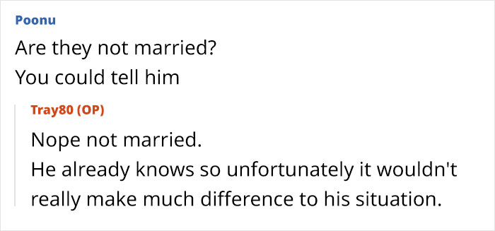 Screenshot of a text conversation discussing a woman deciding to leave her partner homeless if she dies.