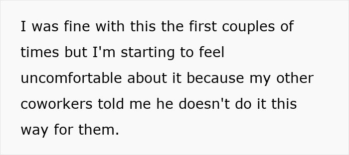 Text message expressing discomfort as a single mom about her boss repeatedly showing up at her home unexpectedly.