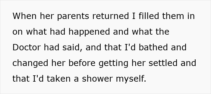 Text excerpt from a family discussing events involving local babysitters and their concerns after a doctor&rsquo;s advice.