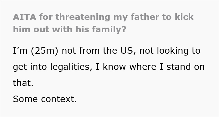 Screenshot of a forum post discussing a father and son conflict over changing locks and involving the cops.