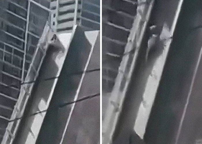 Woman clinging to rising drawbridge railing after being told not to cross, surviving a dangerous bridge incident. Woman clinging to rising drawbridge railing after being told not to cross, surviving a dangerous bridge incident.