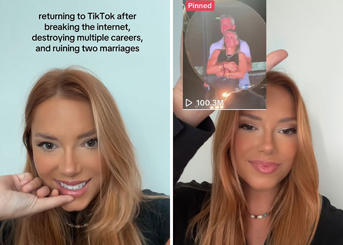 Young woman revealing how the viral CEO cheating on Coldplay kiss cam incident went down in TikTok video.