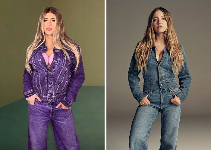 Two women modeling different styles of American Eagle jeans, showcasing denim fashion and trends. - 4