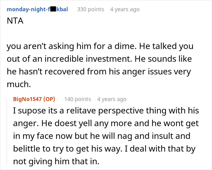 Reddit conversation about a woman who doesn&rsquo;t share important news with dad after last attempt due to anger issues.