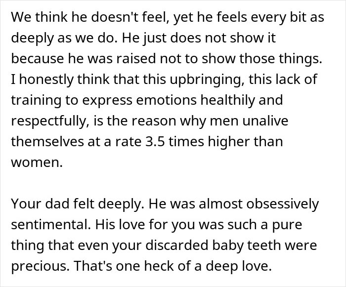 Text excerpt reflecting on how a dad&rsquo;s deep feelings and sentimental love reveal new understanding from a storage unit discovery.