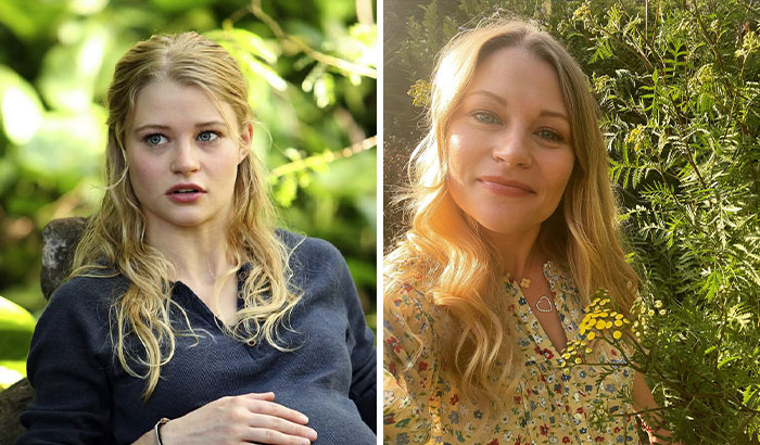 Actress from Lost cast 15 years after the show, pictured in natural settings with blonde hair and casual outfits.