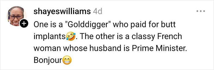 User comment on social media discussing Melania Trump’s curves compared to Brigitte Macron, sparking online reactions. User comment on social media discussing Melania Trump’s curves compared to Brigitte Macron, sparking online reactions.