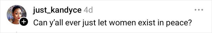 Social media post reading can y’all ever just let women exist in peace with profile picture of a woman with short hair. Social media post reading can y’all ever just let women exist in peace with profile picture of a woman with short hair.