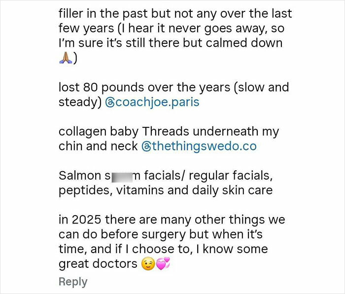 Comment listing cosmetic procedures Khlo&eacute; Kardashian has had, including collagen threads, facials, and skincare treatments.