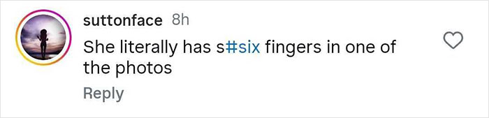 Instagram comment highlighting editing blunders in Lauren Sanchez and Jeff Bezos' photoshopped wedding pictures.