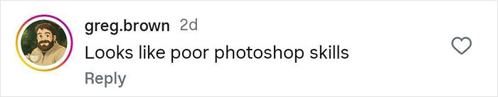 Screenshot of a social media comment criticizing Lauren Sanchez and Jeff Bezos wedding pictures for poor Photoshop editing skills.