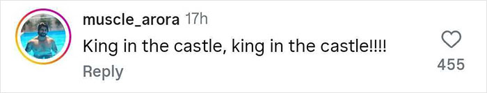 Screenshot of a social media comment praising Sacha Baron Cohen's ripped transformation that floors fans.