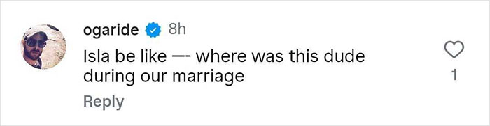 Comment on social media by ogaride mentioning marriage, referencing a humorous take on transformation after divorce.