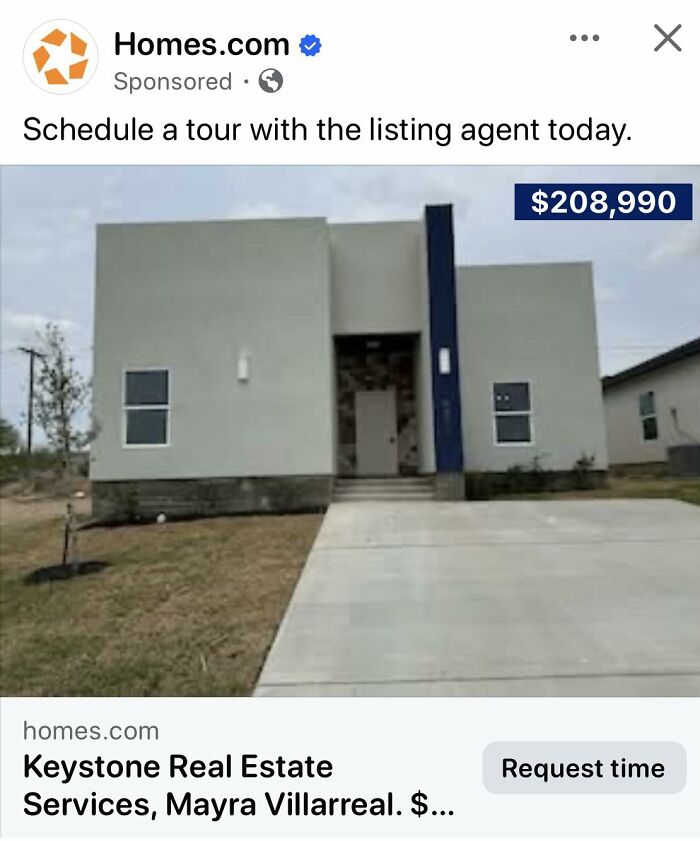 Minimalist home with an awkward design and flat facade, part of creative homes that failed in appearance and function.