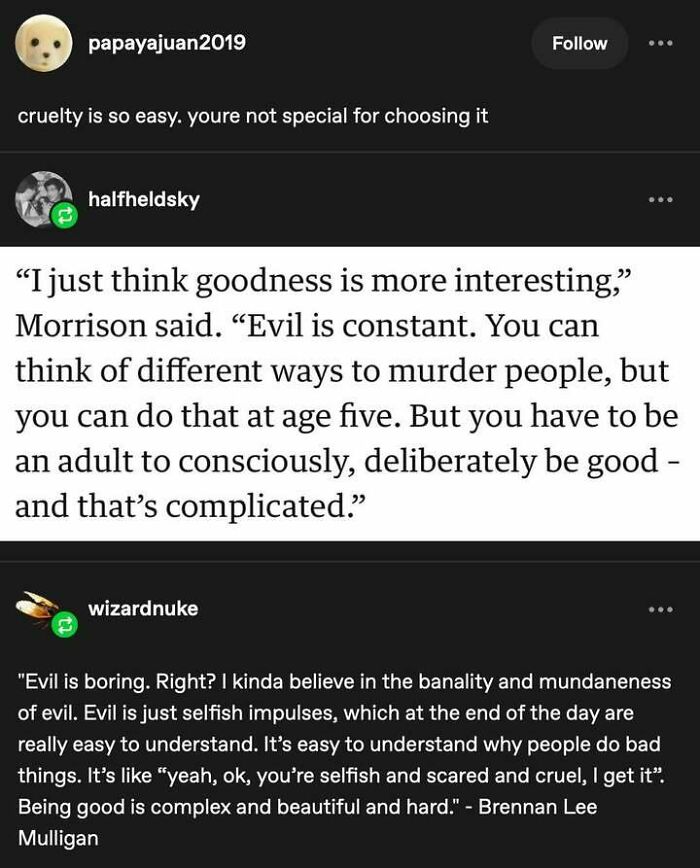 Positive quotes about goodness and complexity of being good in a text post promoting very important positivity.