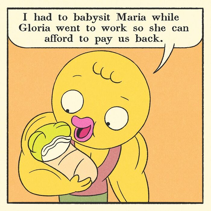 Comic illustration of a bodybuilding shark holding two cartoon characters, featuring a bodybuilding duck theme with a soft heart concept.