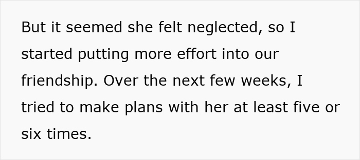 Text discussing efforts to improve friendship amid feelings of neglect linked to best friend sabotage relationship bf issues.