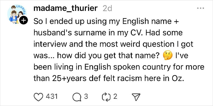 Social media post discussing experience of a woman overlooked for a role despite 15 years in an English-speaking country. Social media post discussing experience of a woman overlooked for a role despite 15 years in an English-speaking country.