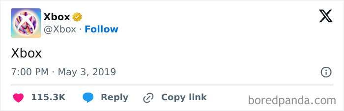 Screenshot of a funny social media post by Xbox shared on an official account, highlighting humor on social media.